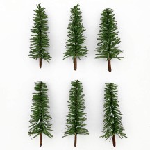 Snowy Paper Christmas Trees ~ Set of 6 Small Trees~ 2-3/4" tall 